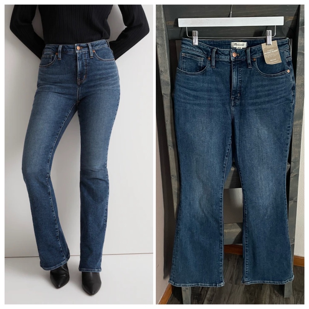 NEW Madewell Curvy Skinny Flare Jeans In Alvord Wash Instacoz NN499 Size 30